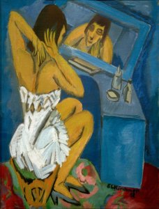 Toilette; Mujer frente al espejo de Ernst Ludwig Kirchner