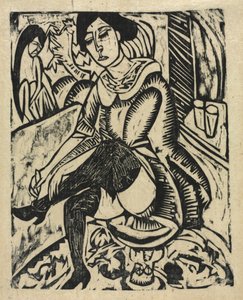 Mujer poniéndose los zapatos de Ernst Ludwig Kirchner