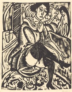 Mujer atándose el zapato de Ernst Ludwig Kirchner