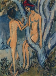 Dos desnudos bajo un árbol, Fehmarn. 1912-13