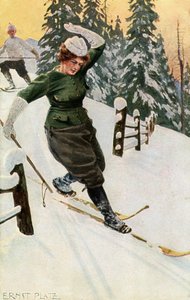 Mujer esquiando, finales del siglo XIX o principios del XX de Ernst Platz