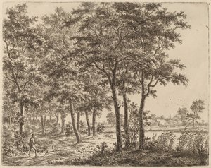 Paisaje con un campesino cargando leña de Ernst Willem Jan Bagelaar