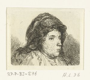 Retrato busto de una mujer con tela alrededor de su cabeza de Ernst Willem Jan Bagelaar
