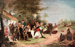 Una fiesta irlandesa (litografía en color)