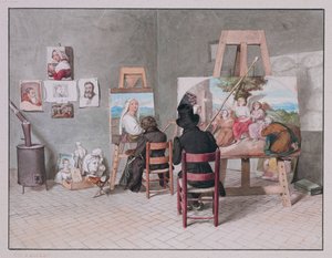 Bernhard Neher y Erwin Speckter en su estudio de Roma, por Erwin Speckter