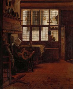 Interior con la mujer en la rueda giratoria de Esaias Boursse