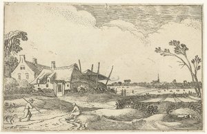 Granja en un camino y vista de los campos Paisajes paisajísticos (título de la serie) de Esaias van de Velde