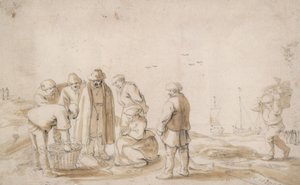 Pescaderos en la playa de Esaias van de Velde