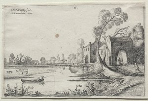Paisaje con un río y una casa de entrada de Esaias van de Velde