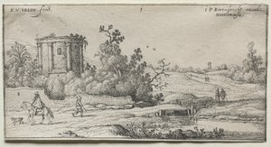 Paisajes: Paisaje con ruinas de un templo romano de Esaias van de Velde