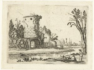 Torre redonda con puerta Pequeños paisajes (título de serie)