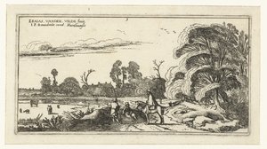 Jinete y caminantes en una carretera cerca de Lisse Paisajes (título de la serie) de Esaias van de Velde