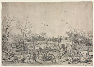 The Great Flood of January 10, 1624 (or Repairing the Broken Dike on the River Lek by Vianen, 1624) de Esaias van de Velde