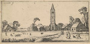 Paisaje con pradera y una iglesia del pueblo de Esaias van de Velde I