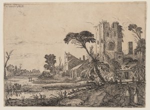 Dos monjes en el camino de Esaias van den Velde I
