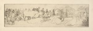 Escena de granja con toros de Esther Blaikie MacKinnon