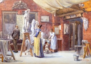 El taller del escultor (acuarela) de Ethel Atcherley