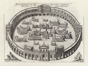 Batalla naval dentro de una arena romana de Etienne (after) Duperac