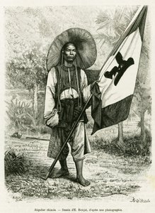 Regla china. Grabado por E. Ronjat, después de una fotografía, para ilustrar la historia Treinta meses en Tonkín en 1884, por el Doctor Hocquard, en le tour du monde 1889, dirigido por Edouard Charton (1807-1890), Hachette, París. de Etienne Antoine Eugene Ronjat
