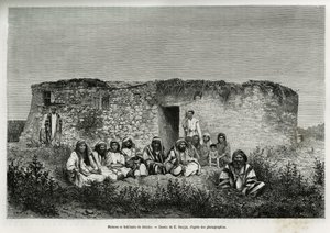 Casas y habitantes de Jericó (Cisjordania). Grabado de E.Ronjat, para ilustrar la historia de Siria hoy, por M.Lortet, decano de la Facultad de Medicina de Lyon, encargado de una misión científica por el Ministerio de Educación Pública, publicado en el Tou de Etienne Antoine Eugene Ronjat