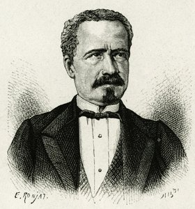 Retrato del Presidente de Ecuador de 1875 a 1876, Don Antonio Borrero. Grabado por E. Ronjat, para ilustrar la historia “La América Equinoccial” de Etienne Antoine Eugene Ronjat