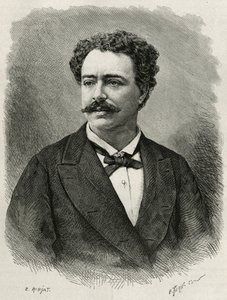 Retrato del autor y viajero Edmondo de Amicis (1846-1908), escritor italiano, ilustración de la historia de Marruecos por Edmondo de Amicis, en 1875, publicado en Le tour du monde, bajo la dirección de Edouard Charton