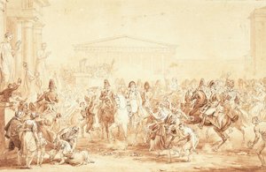 La Llegada del Emperador Napoleón I con la Emperatriz Marie-Louise al Hotel de Ville, París de Etienne Barthelemy Garnier