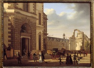 Entrada del Museo del Louvre y ruinas de Saint Louis du Louvre de Etienne Bouhot