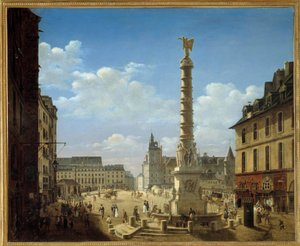 La plaza y la fuente del Chatelet. Pintura de Etienne Bouhot (1780-1862) 1810. París, Museo Carnavalet