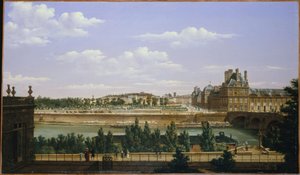 El jardín y el palacio de las Tullerías, vistos desde el muelle de Orsay, en 1813 (óleo sobre lienzo) de Etienne Bouhot