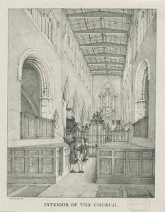 Interior de la Iglesia de Tamworth: litografía, nd [1796-1865] de Etienne Bruno Hamel