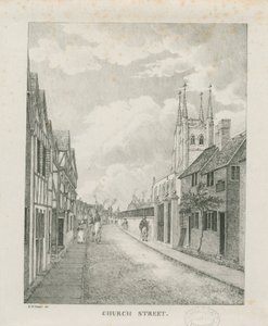 Tamworth - Calle de la Iglesia: litografía, nd [1796-1865] de Etienne Bruno Hamel