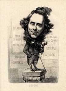 Hoja volante - Ilustración de Etienne Carjat (1826-1906): Sivori Camille Camillo (1815-1894)