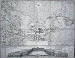 Mapa de la ciudad de Rastadt, sus alrededores y el Schloss