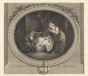La inocencia inspira la ternura de Etienne Claude Voysard after Jean Honoré Fragonard