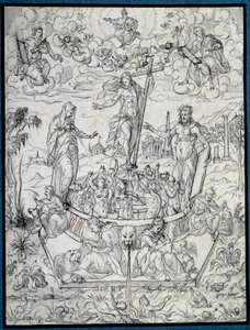 Alegoría de la religión. Dibujo de Etienne Delaune (1518-1583/95) siglo XVI París, Museo del Louvre