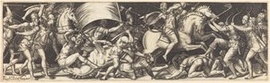 Batalla de jinetes y soldados de infantería de Etienne Delaune