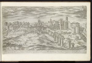 Monte Celio en Roma Bouwwerken uit de oudheid (título de la serie) Los vestigios de la antigüedad de Roma recogidos y retratos en perspectiva por Stefano Du Perac Parisino (título de serie sobre objeto)
