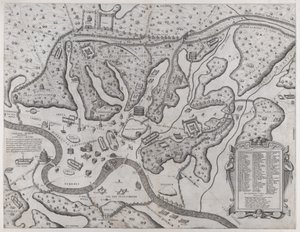 Speculum Romanae Magnificentiae: Roma antigua y sus colinas, desde el oeste, 1573 de Etienne Duperac
