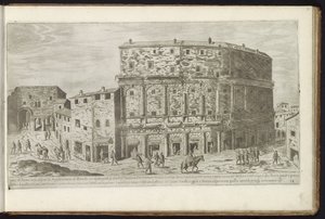 Teatro de Marcelo en Roma Bouwwerken uit de oudheid (título de la serie) Los vestigios de la antigüedad en Roma recogidos y retratados en perspectiva por Stefano Du Perac Parisino (título de serie sobre objeto)