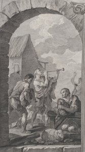 La capilla de los Enfants-Trouvés en París: Grupo de pastores: trompetistas, 1754