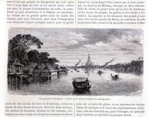 Vista general de Bangkok. Dibujo de E. Bocourt. de Etienne Gabriel Bocourt