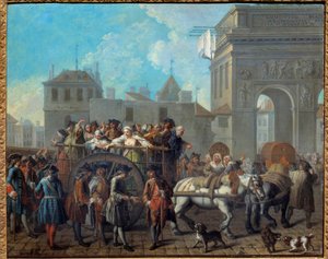 La conducta de las chicas de alegría en la Salpetriere, el paso por las puertas de Saint Bernard de Étienne Jeaurat