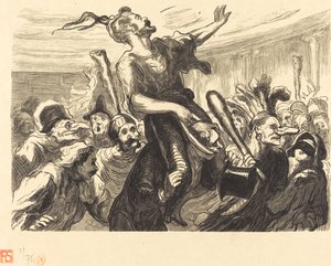 La Mi-Careme - En el baile de la Ópera de Etienne after Honoré Daumier