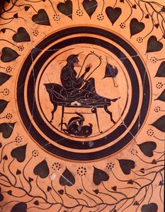 Un tocador de lira - Figura negra de un jarrón cerámico de Falerii Veteres, siglo VI a.C. de Etruscan