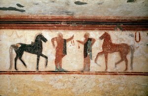 Conversación (Detalle de fresco, 530 a.C.)
