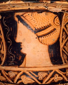 (detalle) de un crátera en forma de cáliz de Spina (Emilia Romaña). Civilización etrusca, siglo IV a.C.