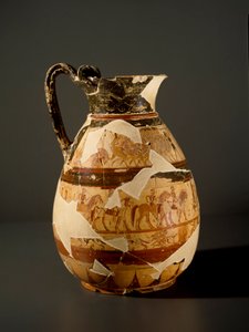 Antigüedad etrusca: olpe en arcilla de Etruscan