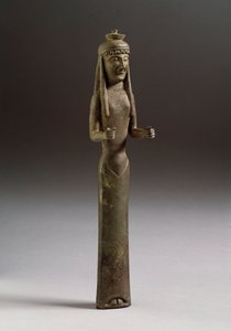 Arte etrusco: figura de oferente. Escultura de bronce, Italia 550 a.C. Florencia, Museo Arqueológico de Etruscan