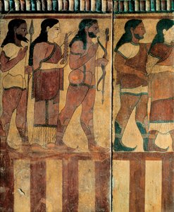 Civilización etrusca - "placa Campana" que representa una procesión de la Necrópolis de Banditaccia, Cerveteri, Roma, 550-520 a.C. de Etruscan